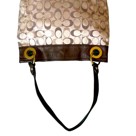 COACH Ashley Logo Signature Shoulder Bag Purse Jaquard & Leather F20265 - Picture 8 of 12